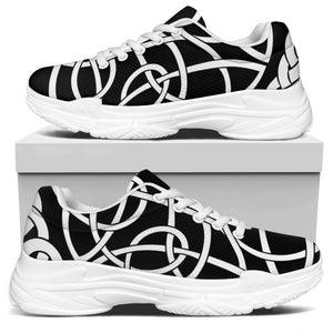 Black And White Celtic Knot Print White Chunky Shoes