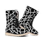 Black And White Celtic Knot Print Winter Boots