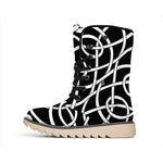 Black And White Celtic Knot Print Winter Boots