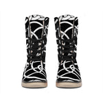 Black And White Celtic Knot Print Winter Boots