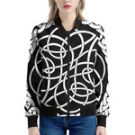 Black And White Celtic Knot Print Women's Bomber Jacket