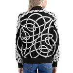 Black And White Celtic Knot Print Women's Bomber Jacket