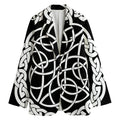 Black And White Celtic Knot Print Women's Cotton Blazer