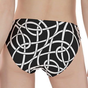 Black And White Celtic Knot Print Women's Panties