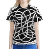 Black And White Celtic Knot Print Women's Polo Shirt