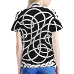 Black And White Celtic Knot Print Women's Polo Shirt