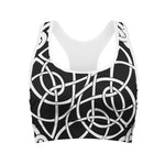 Black And White Celtic Knot Print Women's Sports Bra