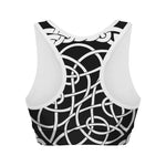 Black And White Celtic Knot Print Women's Sports Bra
