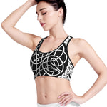 Black And White Celtic Knot Print Women's Sports Bra