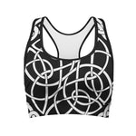 Black And White Celtic Knot Print Women's Sports Bra