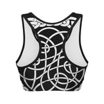 Black And White Celtic Knot Print Women's Sports Bra