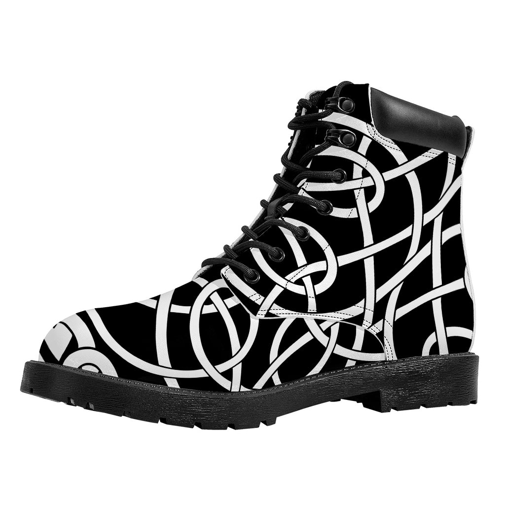 Black And White Celtic Knot Print Work Boots