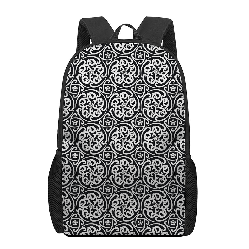 Black And White Celtic Pattern Print 17 Inch Backpack