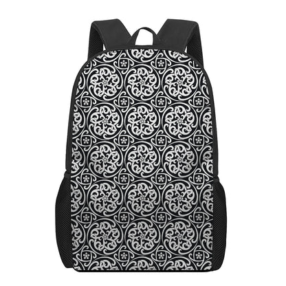 Black And White Celtic Pattern Print 17 Inch Backpack