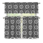 Black And White Celtic Pattern Print 3 Piece Kitchen Curtains
