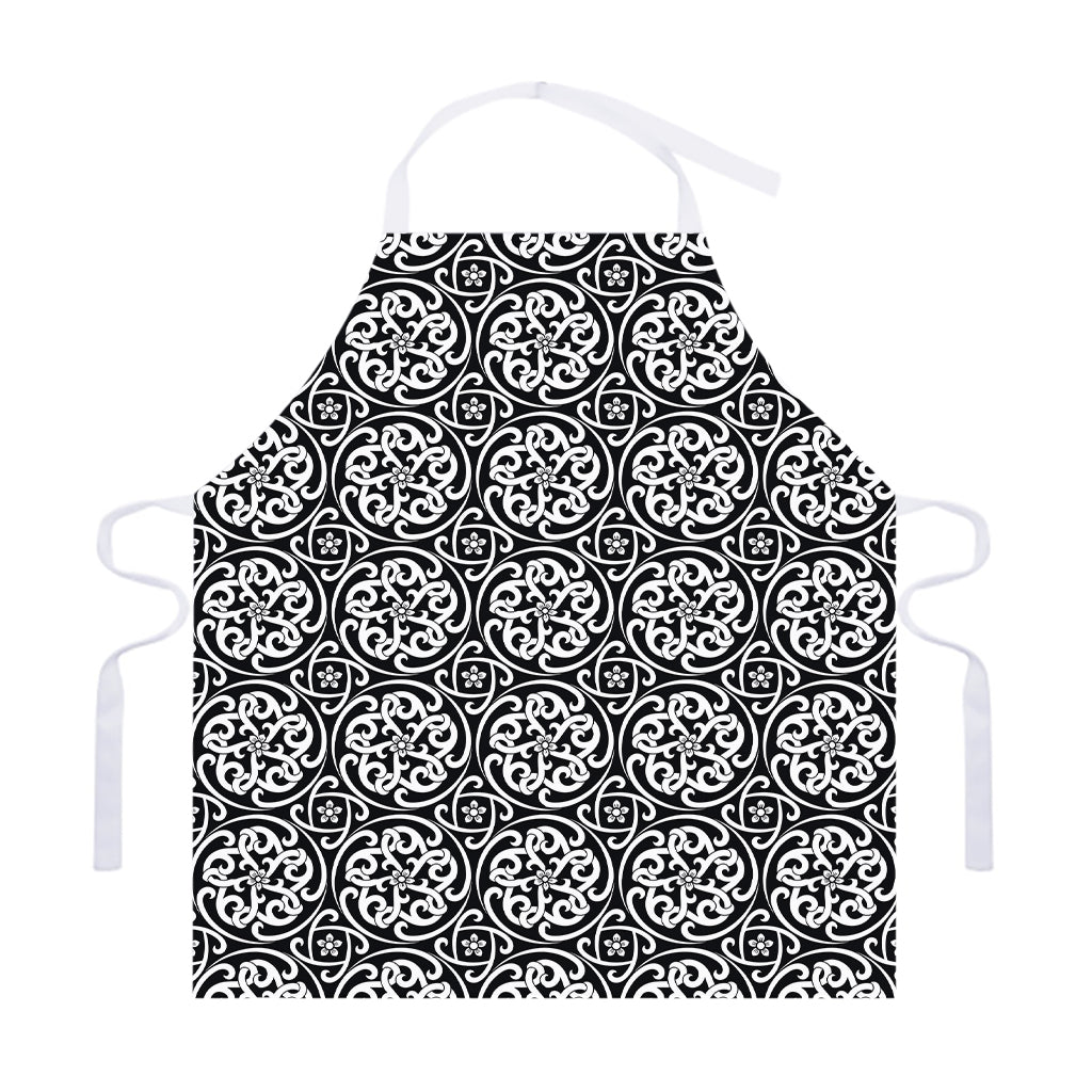 Black And White Celtic Pattern Print Adjustable Apron