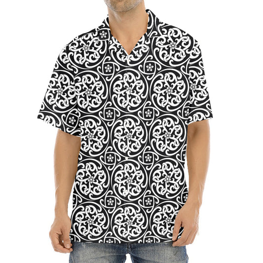 Black And White Celtic Pattern Print Aloha Shirt