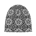 Black And White Celtic Pattern Print Beanie