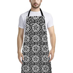 Black And White Celtic Pattern Print Bib Apron With Pocket