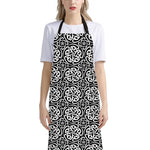 Black And White Celtic Pattern Print Bib Apron With Pocket
