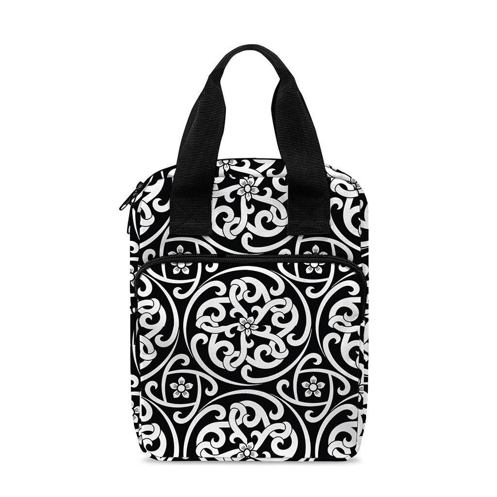 Black And White Celtic Pattern Print Bible Tote Bag