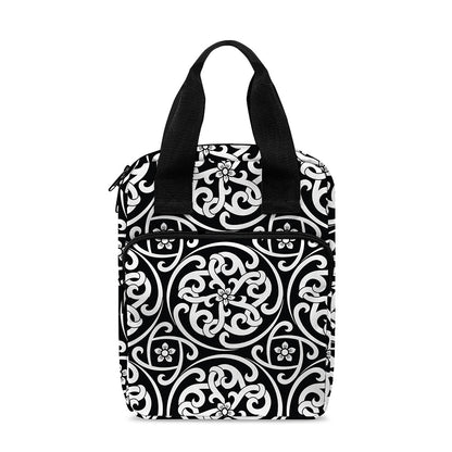 Black And White Celtic Pattern Print Bible Tote Bag