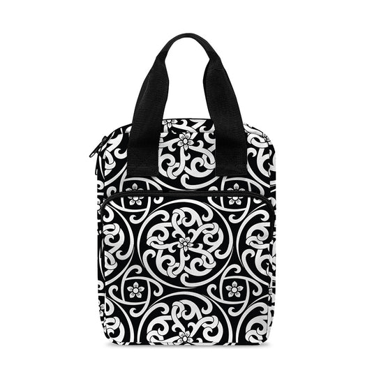 Black And White Celtic Pattern Print Bible Tote Bag