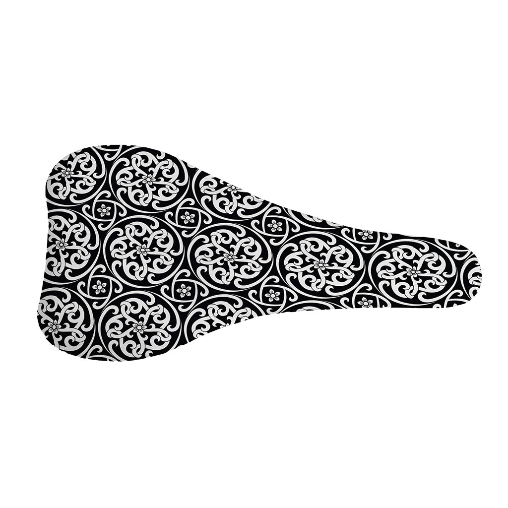 Black And White Celtic Pattern Print Bicycle Seat Cover