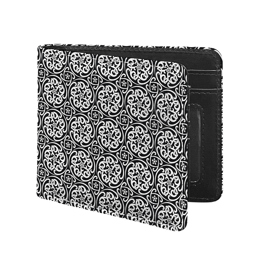 Black And White Celtic Pattern Print Bifold Wallet