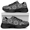 Black And White Celtic Pattern Print Black Chunky Shoes