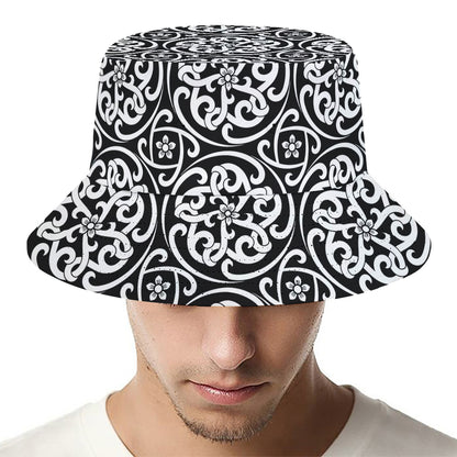 Black And White Celtic Pattern Print Bucket Hat