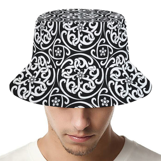 Black And White Celtic Pattern Print Bucket Hat