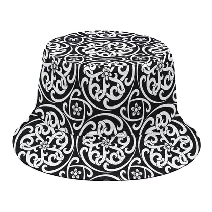 Black And White Celtic Pattern Print Bucket Hat