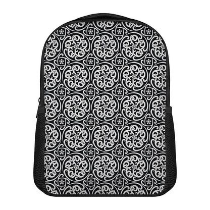 Black And White Celtic Pattern Print Casual Backpack