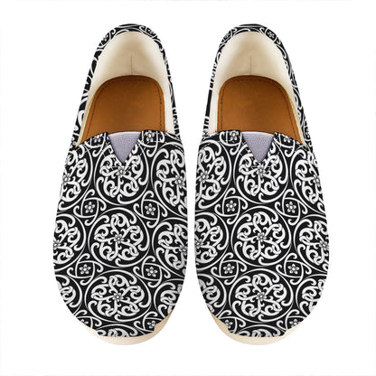 Black And White Celtic Pattern Print Casual Shoes
