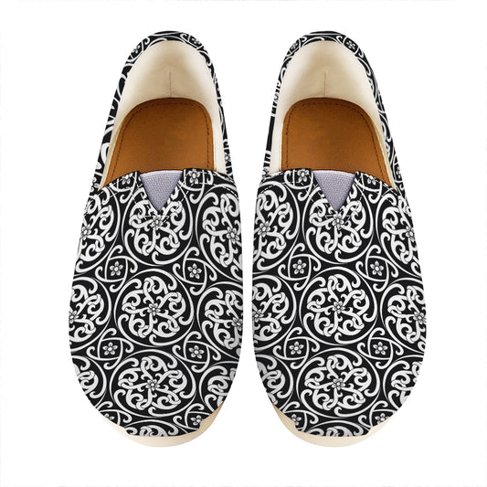 Black And White Celtic Pattern Print Casual Shoes