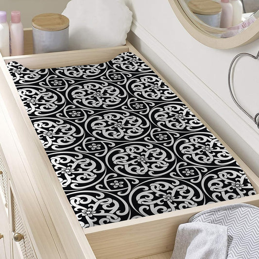 Black And White Celtic Pattern Print Changing Pad Cover