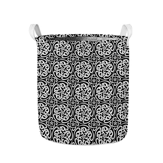 Black And White Celtic Pattern Print Collapsible Laundry Basket
