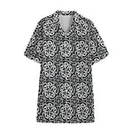 Black And White Celtic Pattern Print Cotton Hawaiian Shirt