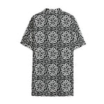 Black And White Celtic Pattern Print Cotton Hawaiian Shirt