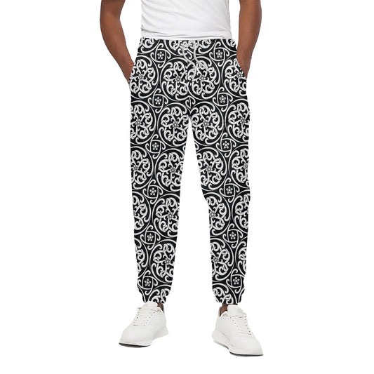 Black And White Celtic Pattern Print Cotton Pants