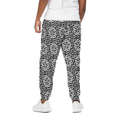 Black And White Celtic Pattern Print Cotton Pants