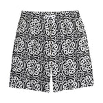 Black And White Celtic Pattern Print Cotton Shorts