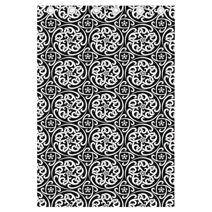 Black And White Celtic Pattern Print Curtain