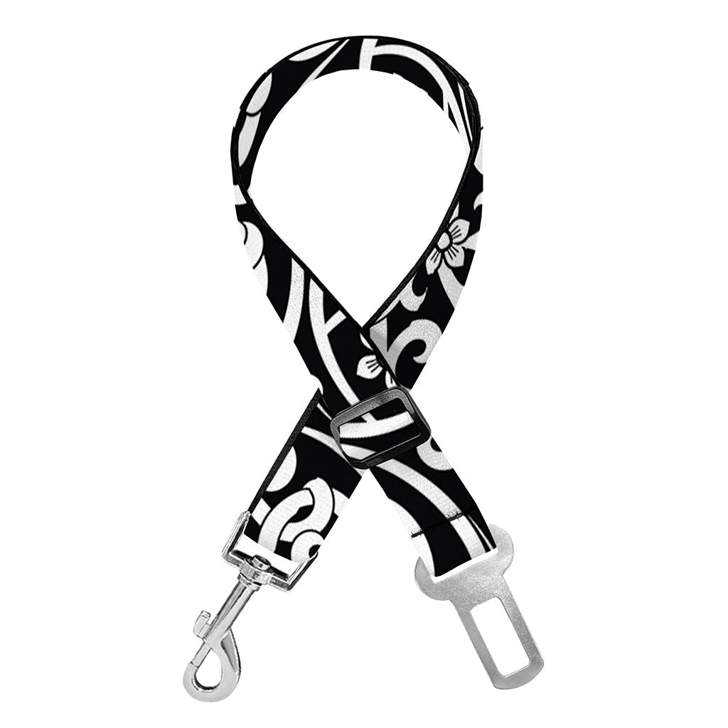 Black And White Celtic Pattern Print Dog Seat Belt