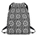 Black And White Celtic Pattern Print Drawstring Backpack