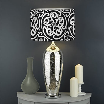 Black And White Celtic Pattern Print Drum Lamp Shade