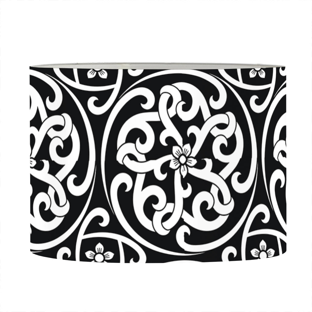 Black And White Celtic Pattern Print Drum Lamp Shade