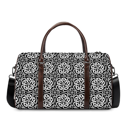 Black And White Celtic Pattern Print Duffle Bag