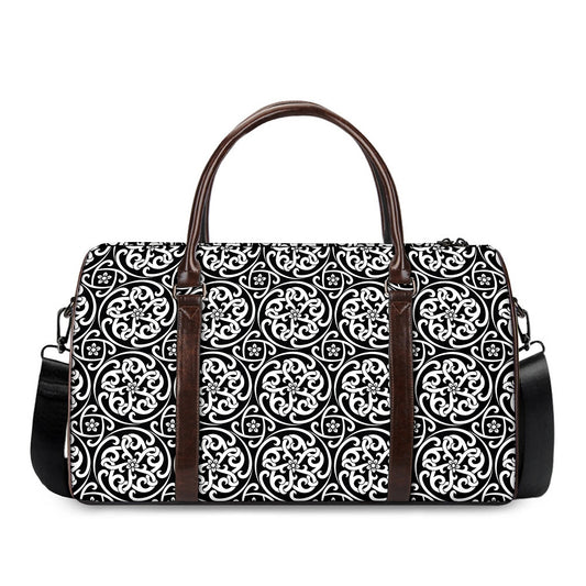 Black And White Celtic Pattern Print Duffle Bag
